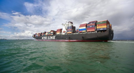 Container Ship, sails from Southampton