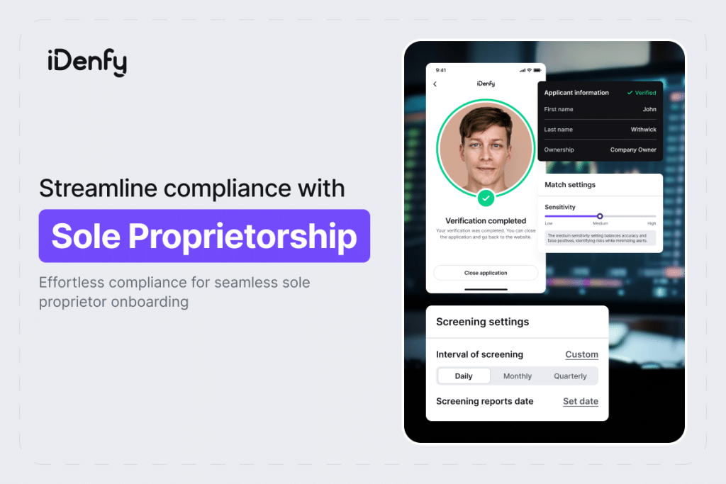 iDenfy introduces a new Sole Proprietorship onboarding solution to automate KYB compliance