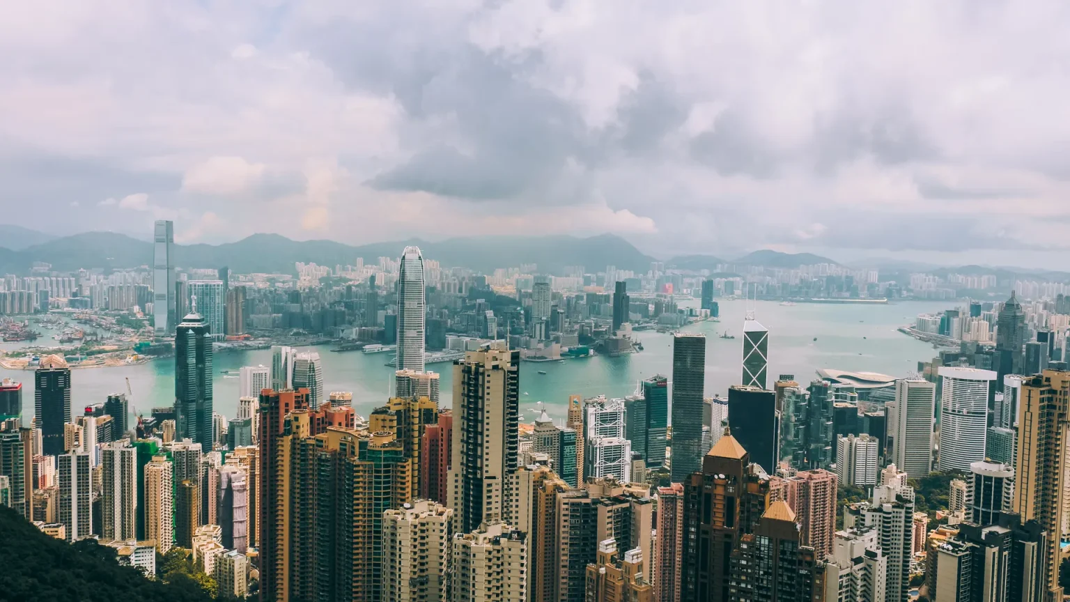 Hong Kong skyline and Victoria Harbour seen from Victoria Peak